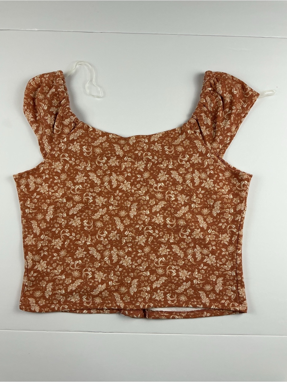 Rewind Rust Floral Ruffled strap cropped tank top - Picture 8 of 8